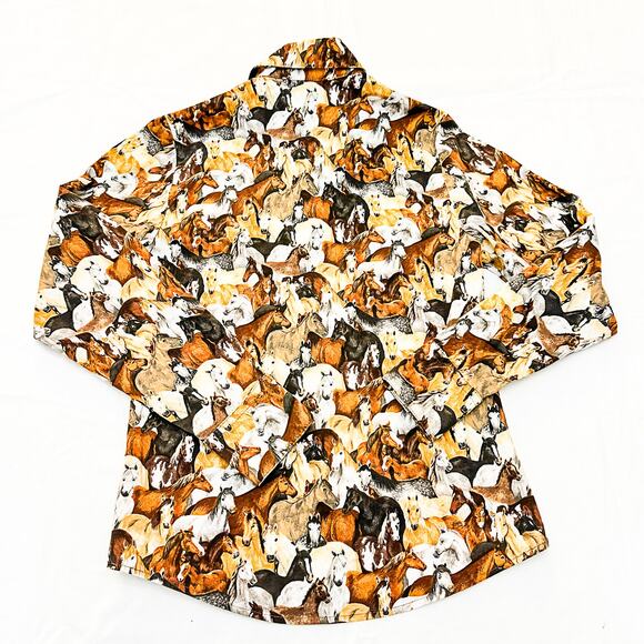 Panhandle Slim Horse Print Western Wear Button Down Long Sleeve Shirt Size Small - Picture 3 of 4